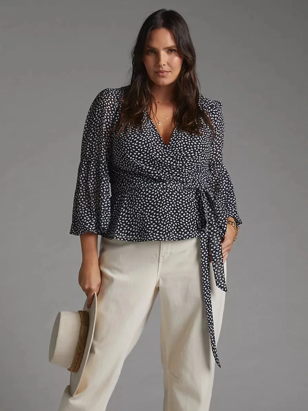 NEW NWT Anthropologie Porridge Puff Sleeve Wrap Blouse with Tie Waist